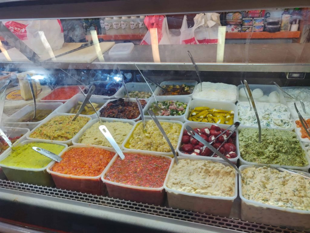 Variety Of Dips Levinsky Market Tel Aviv