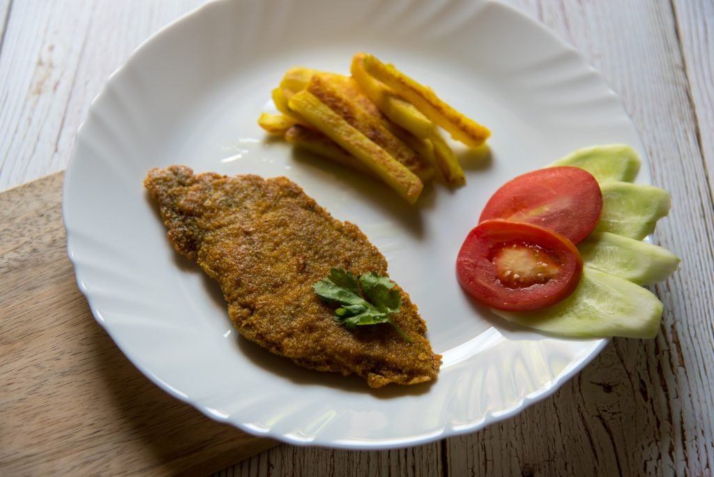 Bengali Fish Fry With French Fries Chips Salad