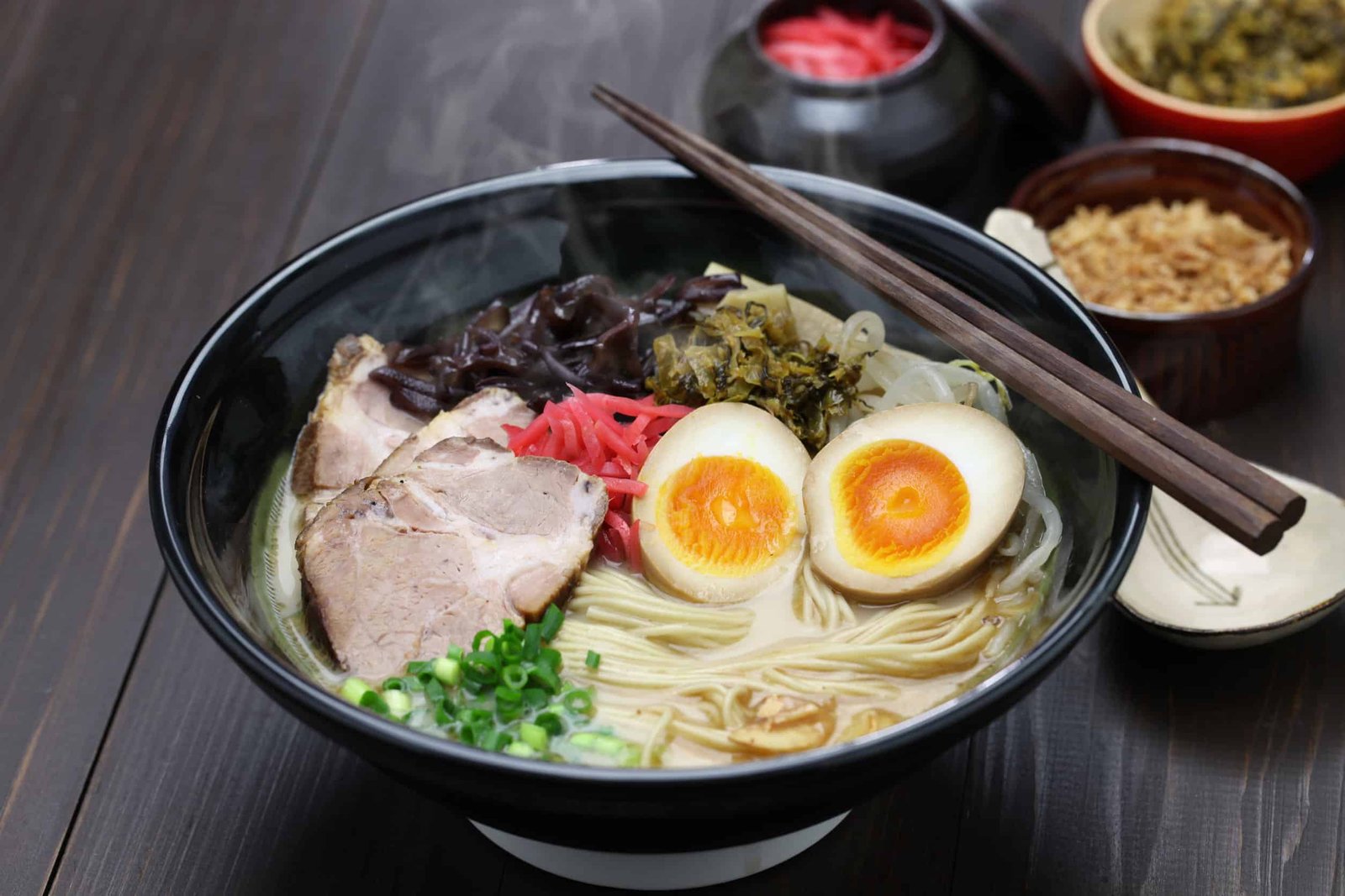 Japanese Tonkotsu Ramen And Pork Bone Broth Noodles